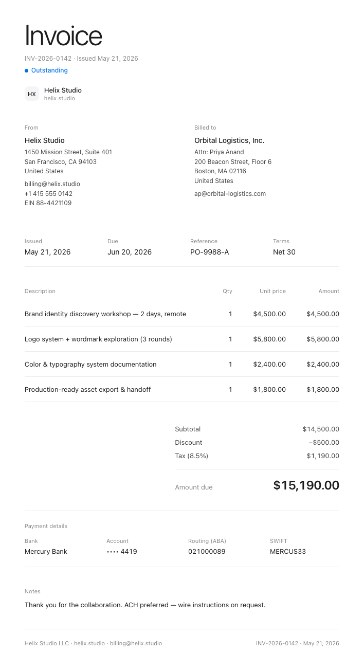 Apple invoice