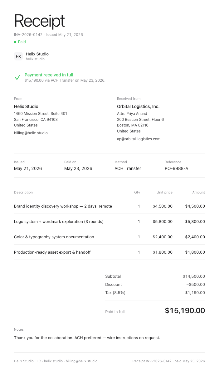 Apple receipt