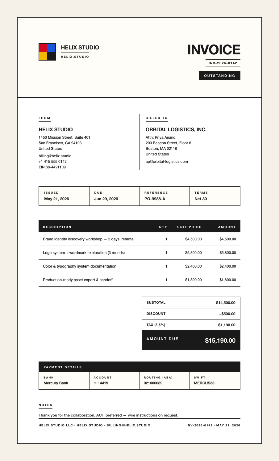 Bauhaus invoice