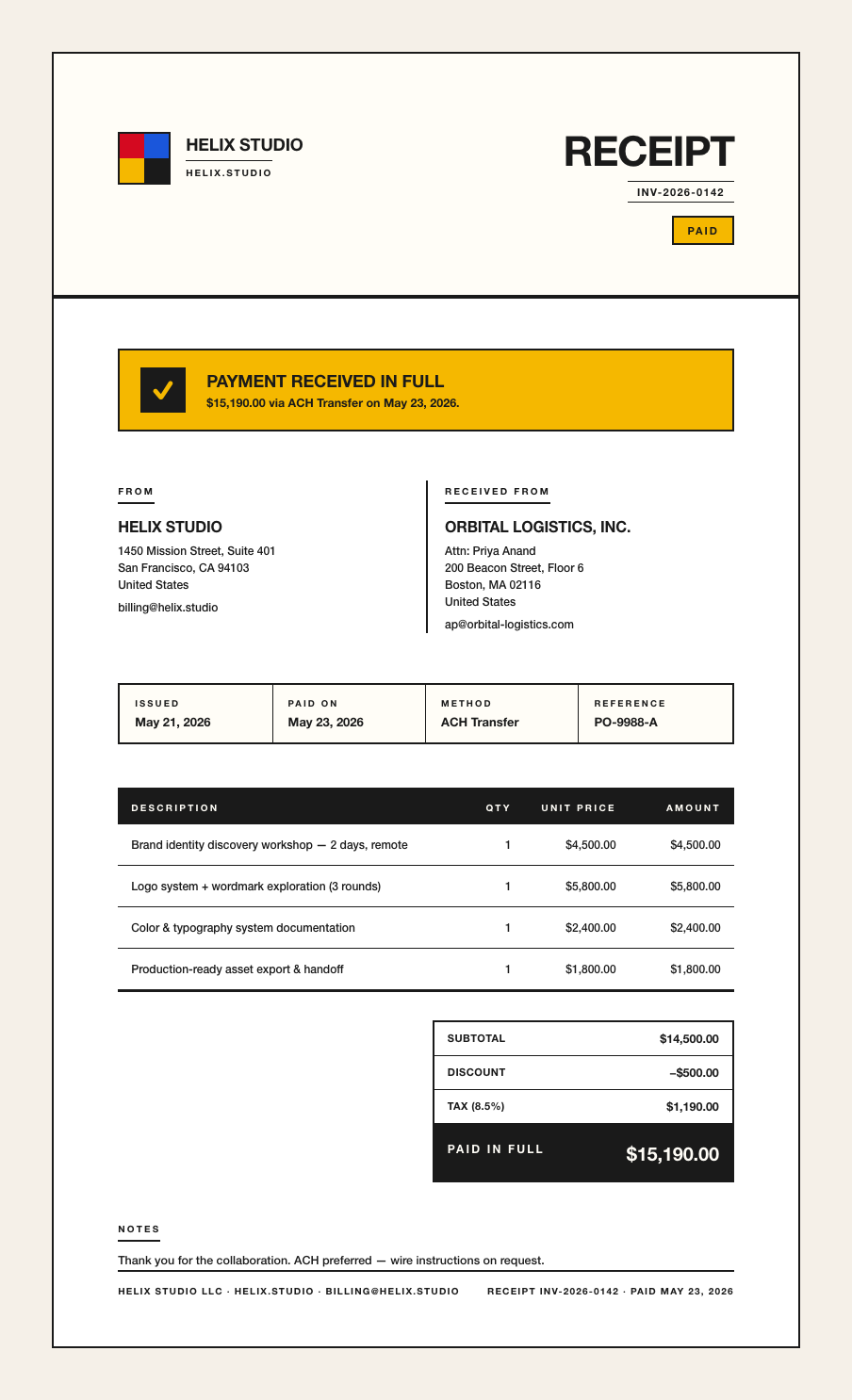 Bauhaus receipt