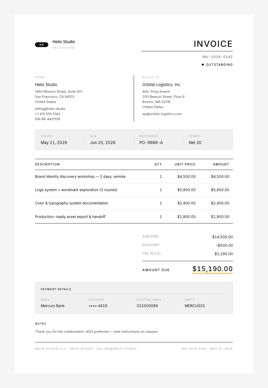 Dieter Rams invoice