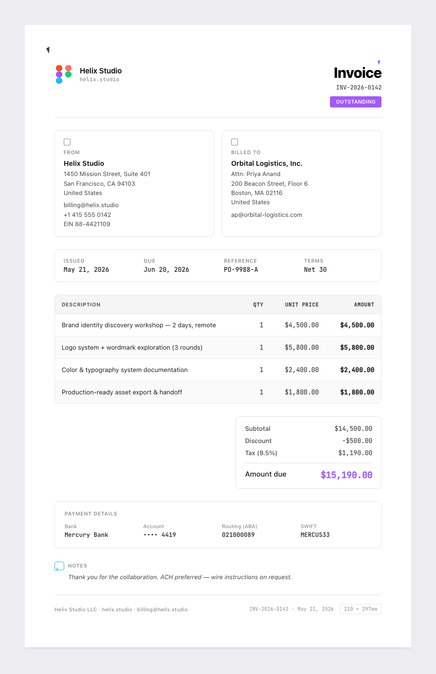 Figma invoice