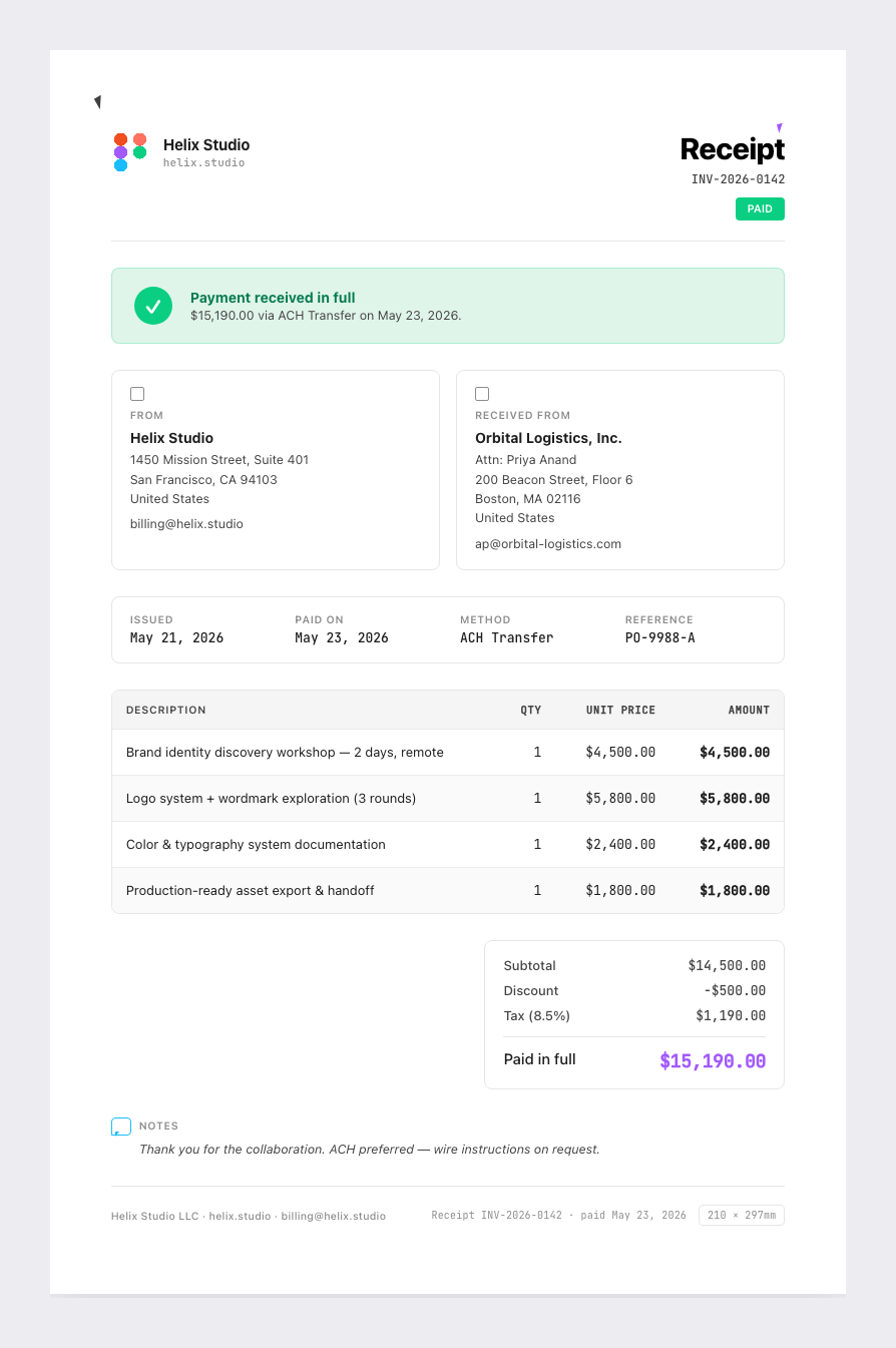 Figma receipt