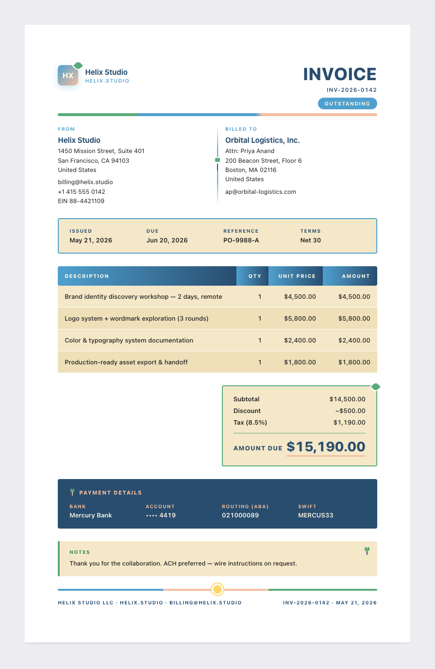 Hiroshi Nagai invoice