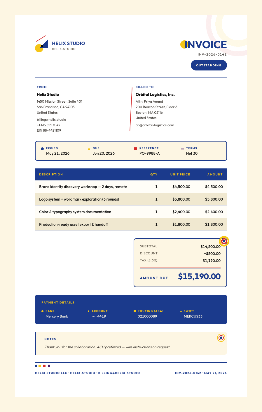 Kandinsky invoice