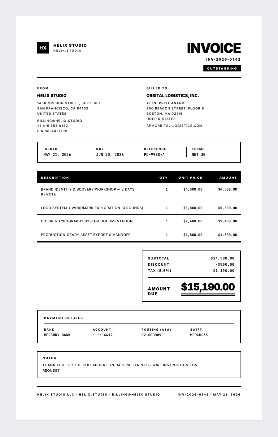 Kanye West invoice