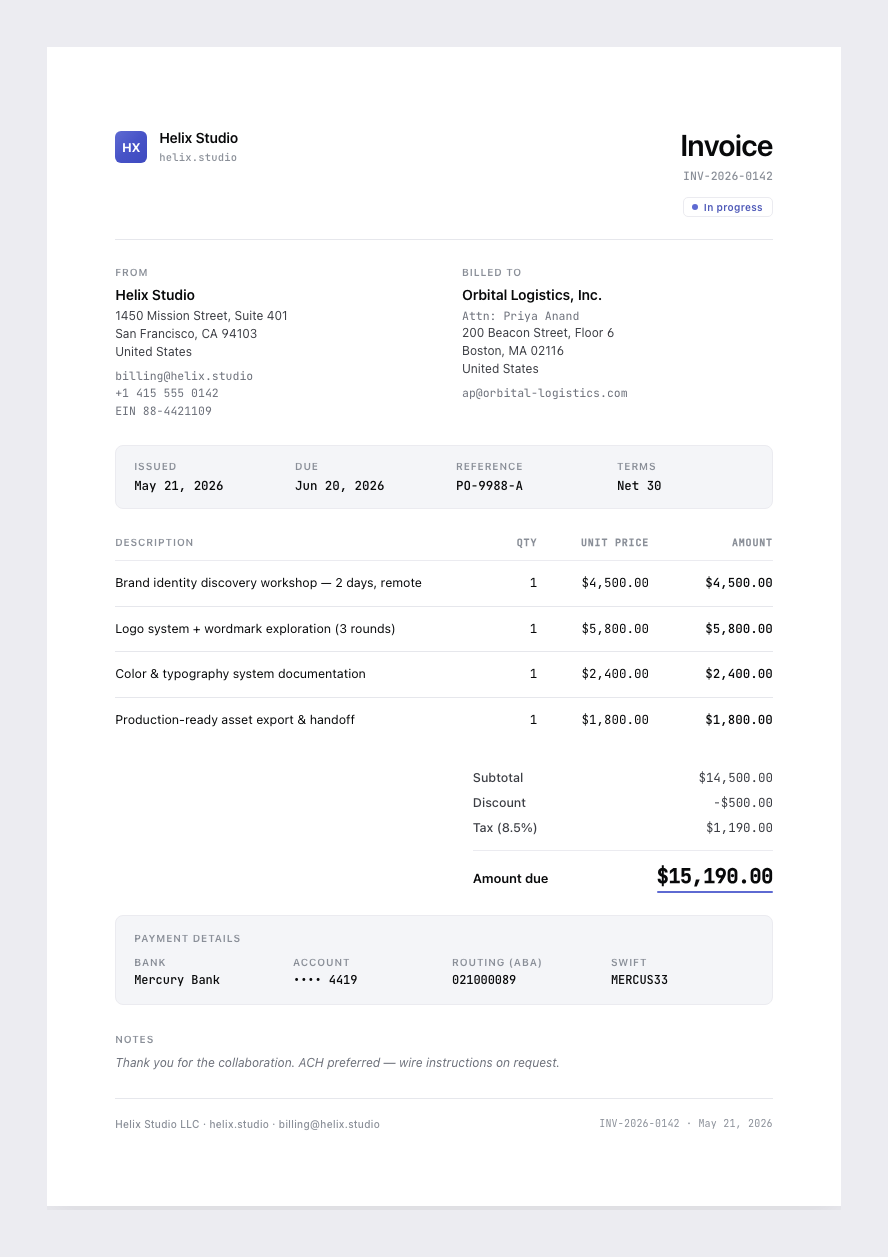 Linear invoice