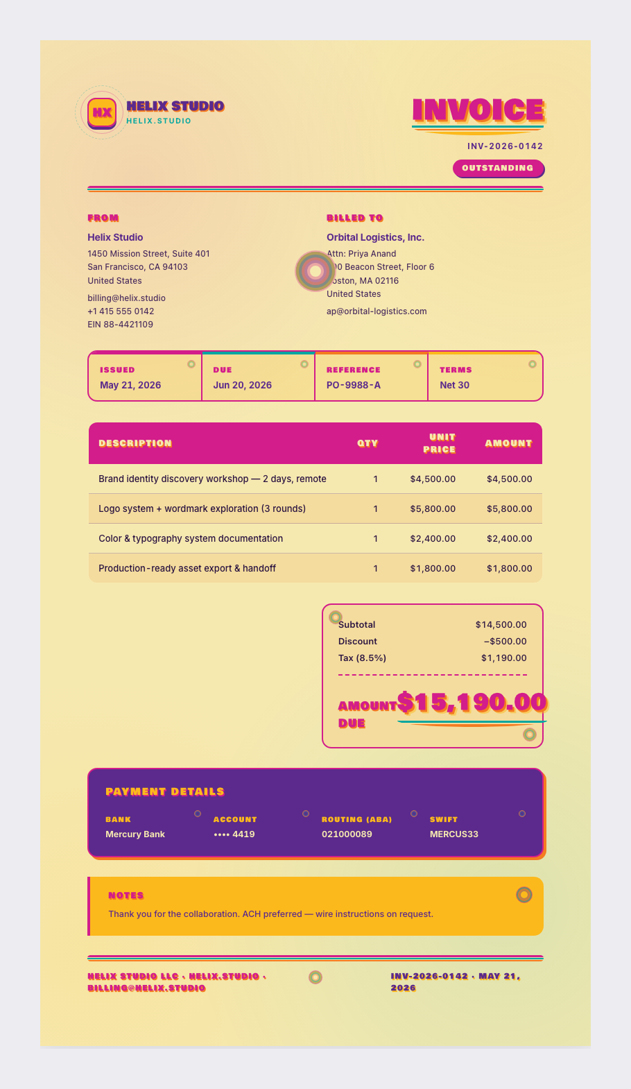 Psychedelic invoice