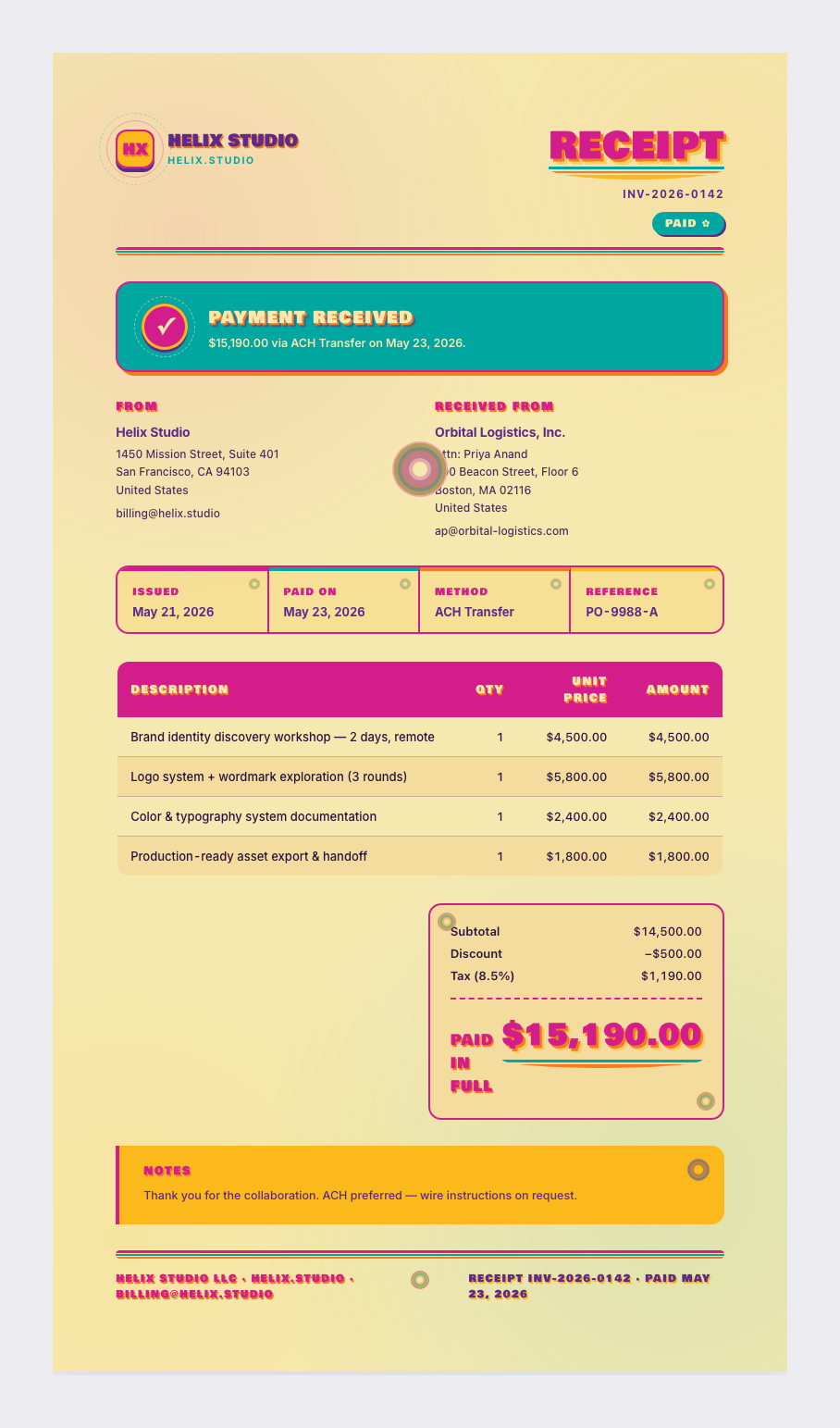 Psychedelic receipt