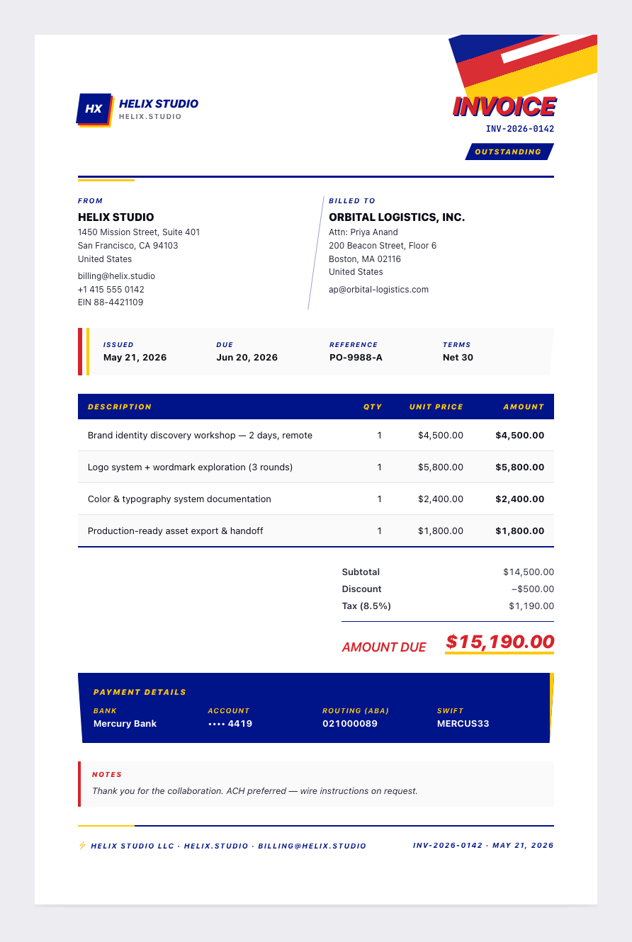 Red Bull invoice