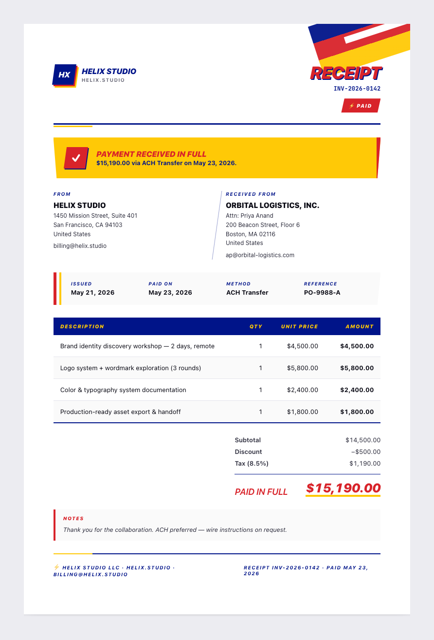 Red Bull receipt