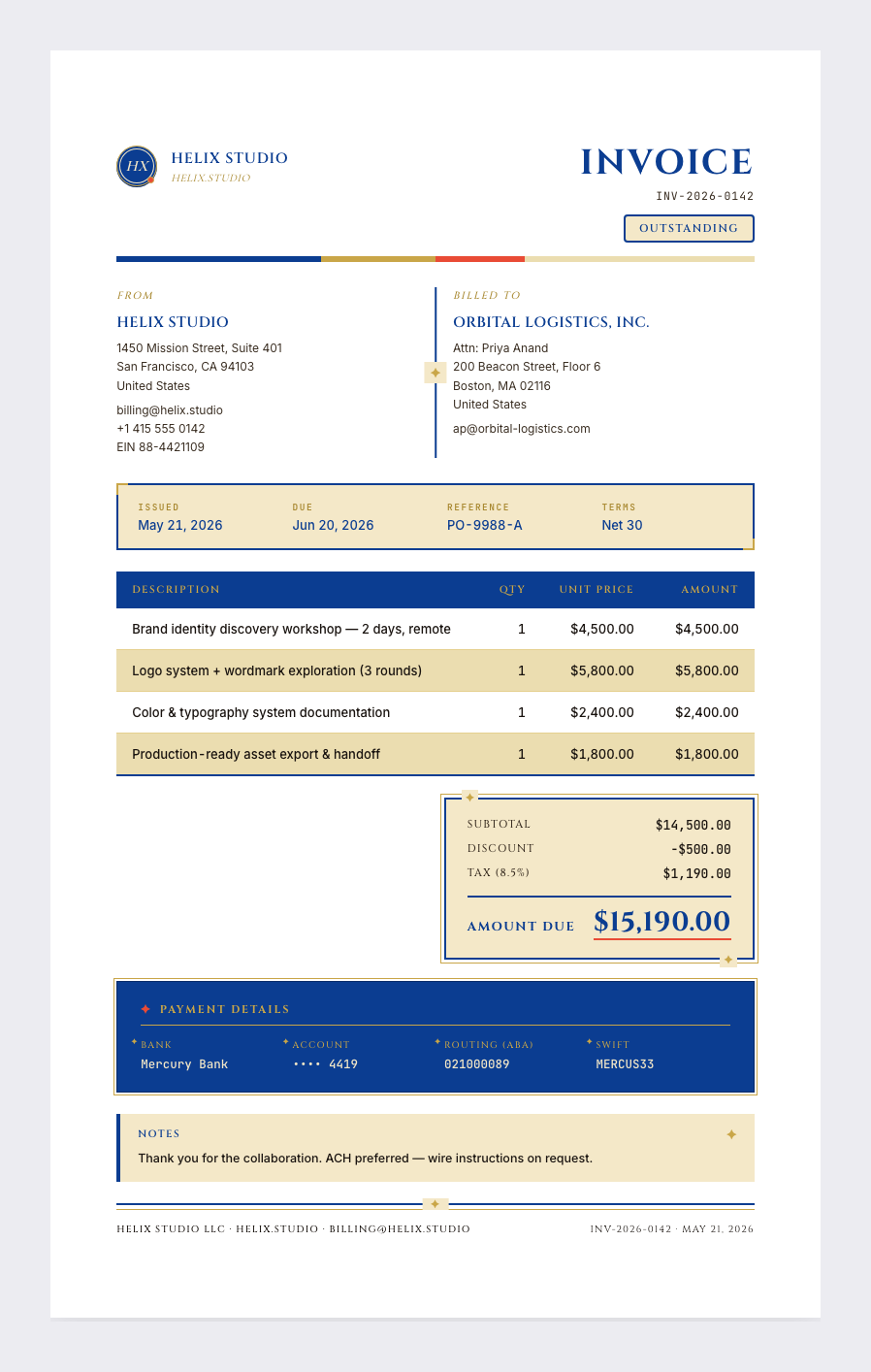 Retro NASA invoice