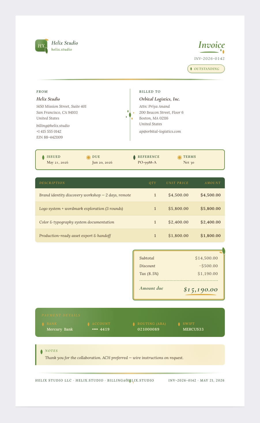 Solarpunk invoice