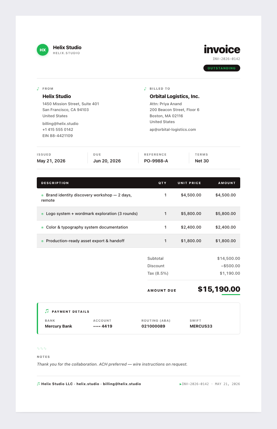 Spotify invoice
