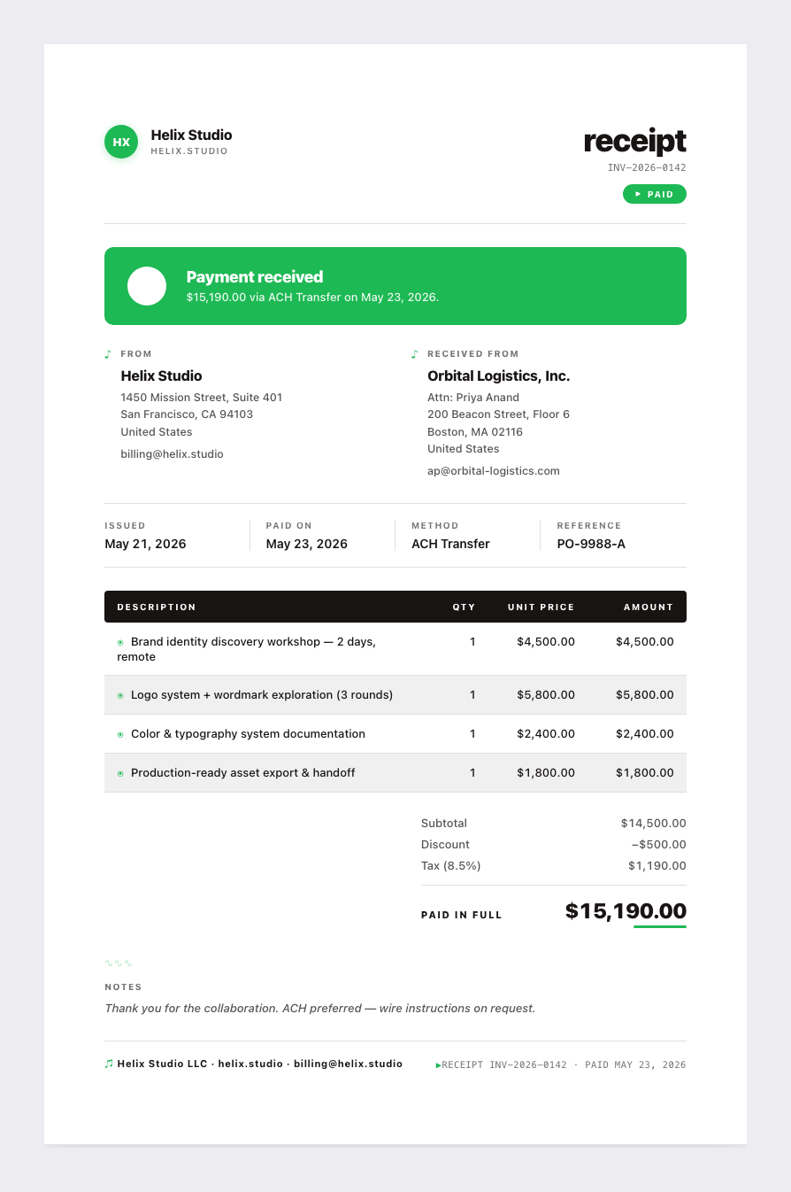 Spotify receipt