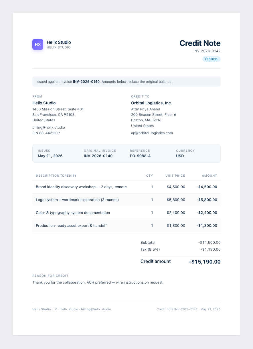 Billing Templates preview