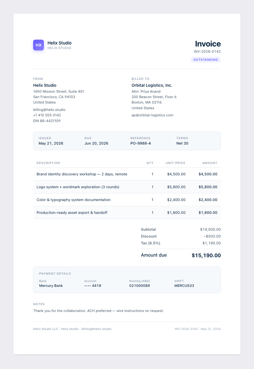 invoice sample