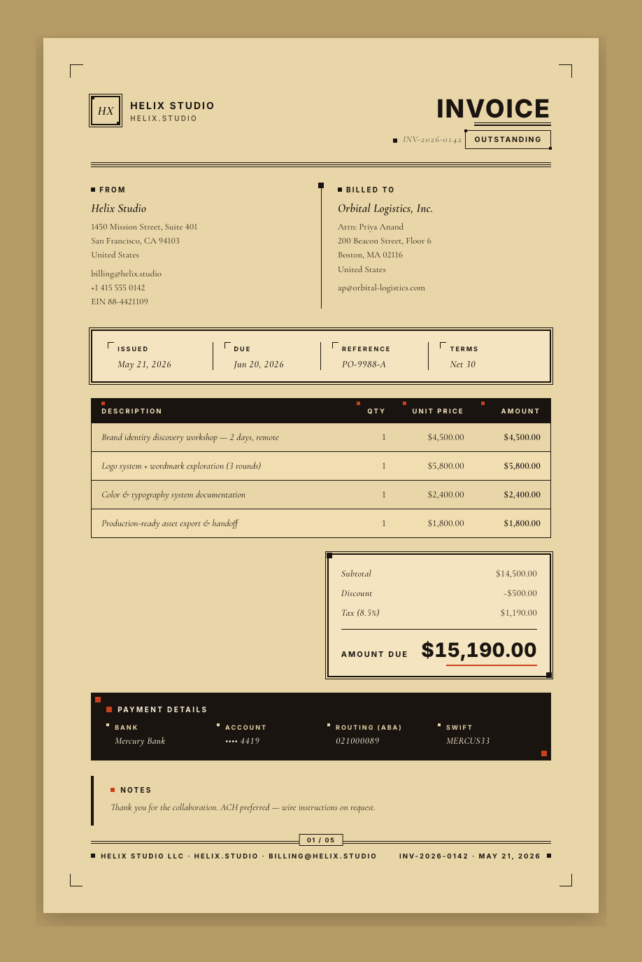 Studio Ghibli invoice