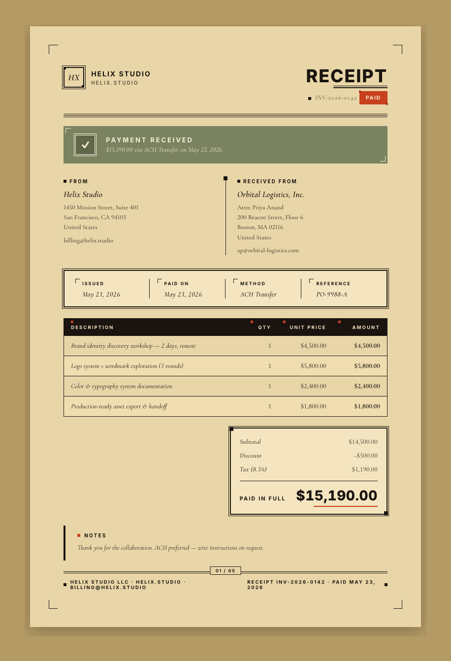 Studio Ghibli receipt