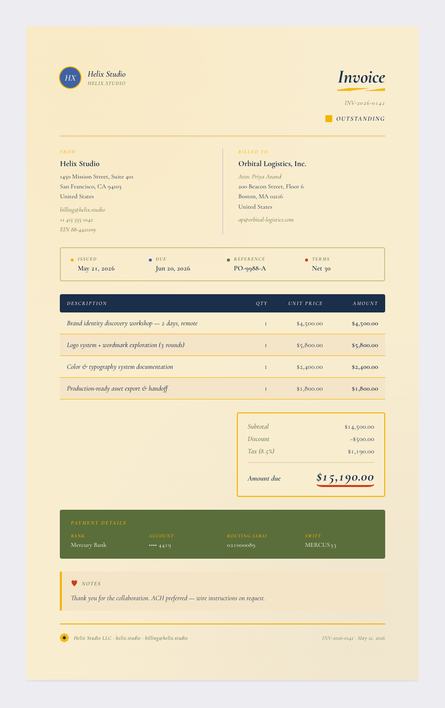 Van Gogh invoice