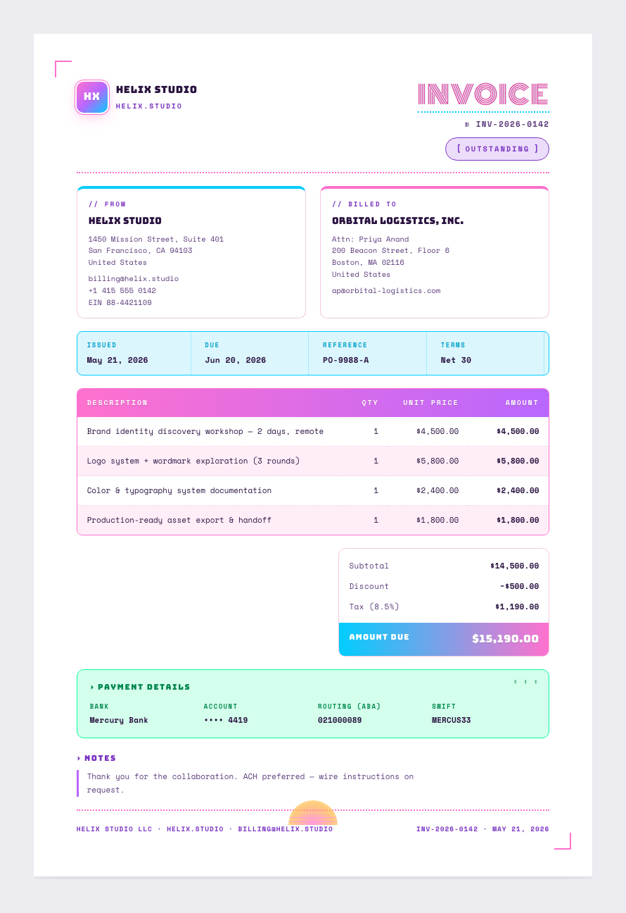 Vaporwave invoice