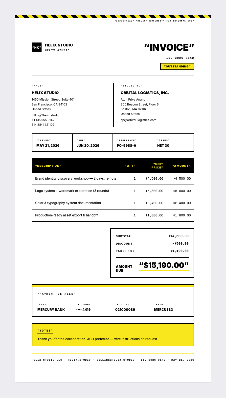 Virgil invoice