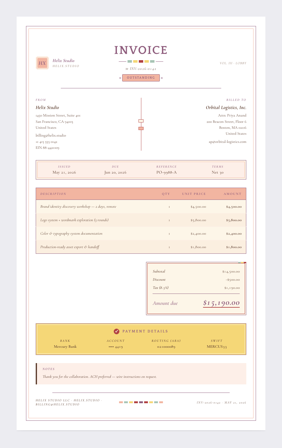 Wes Anderson invoice