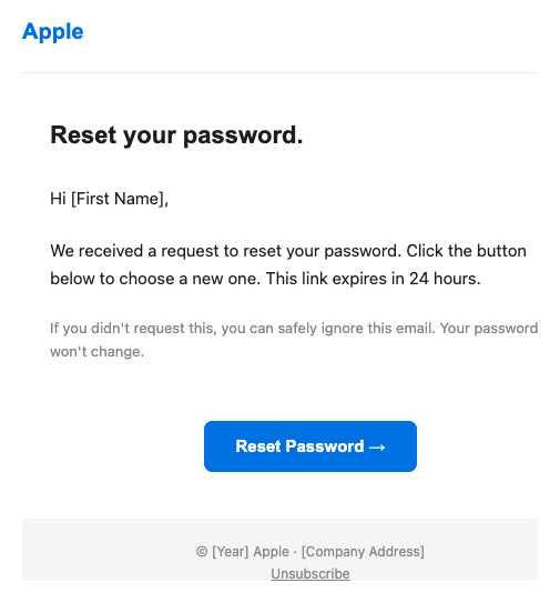 Apple password reset
