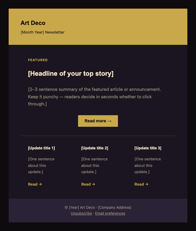 Art Deco newsletter
