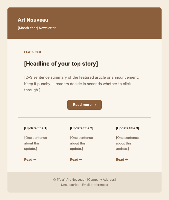 Art Nouveau newsletter