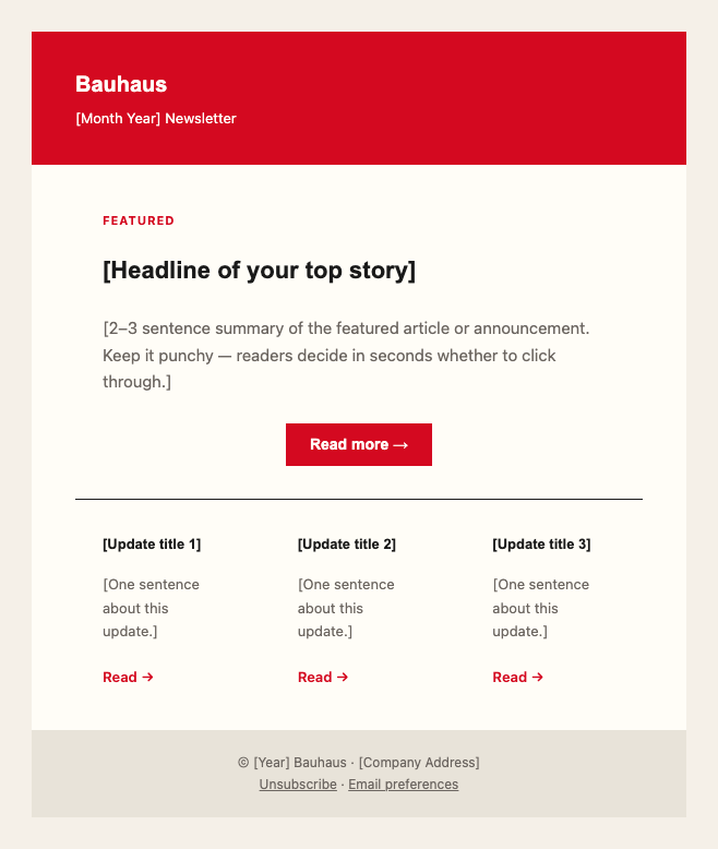 Bauhaus newsletter