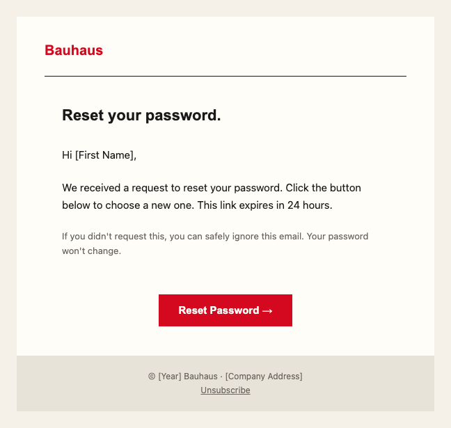 Bauhaus password reset