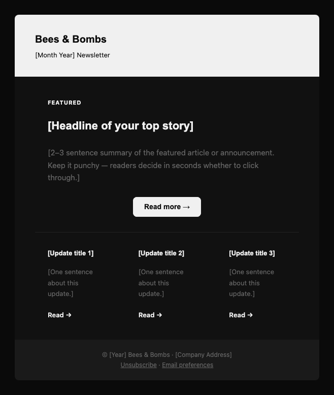Bees & Bombs newsletter