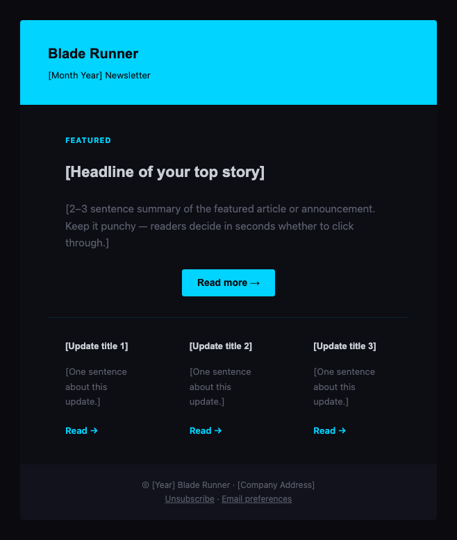 Blade Runner newsletter