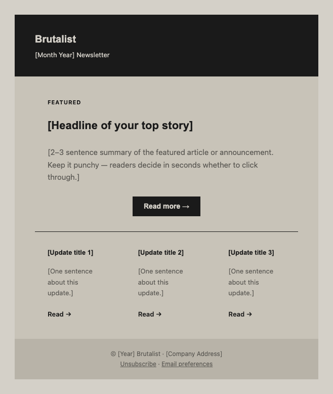 Brutalist newsletter