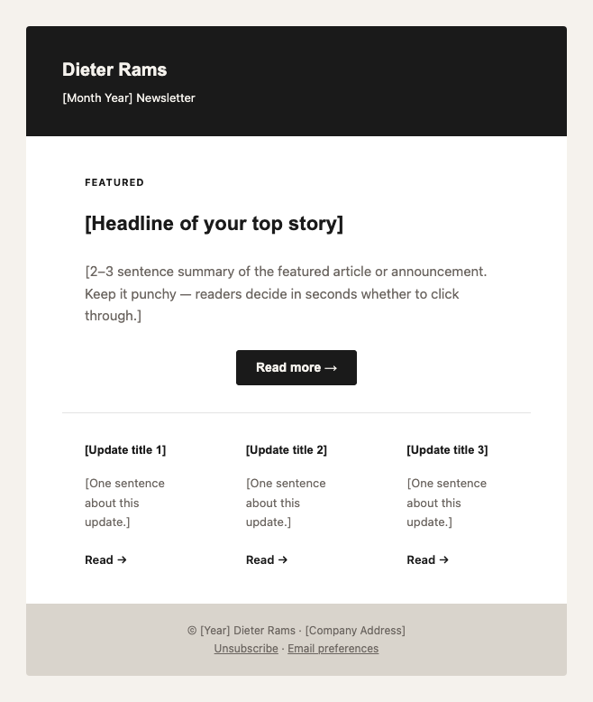 Dieter Rams newsletter