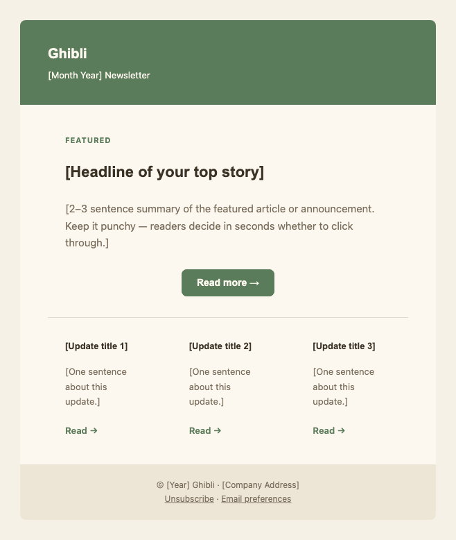 Ghibli newsletter