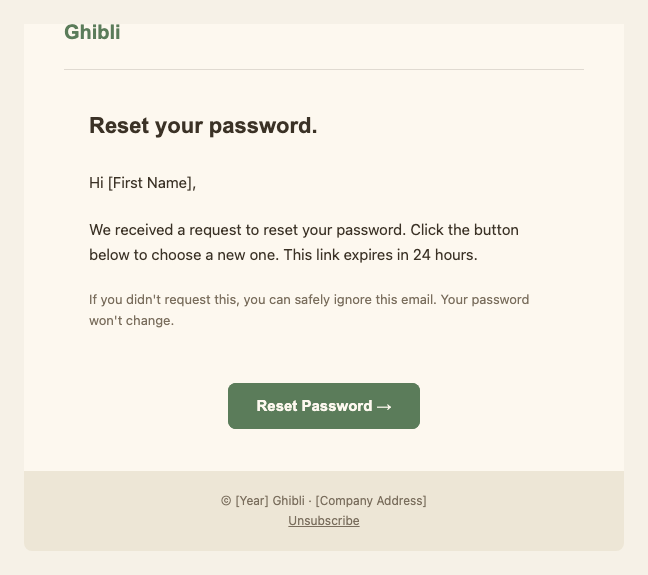 Ghibli password reset