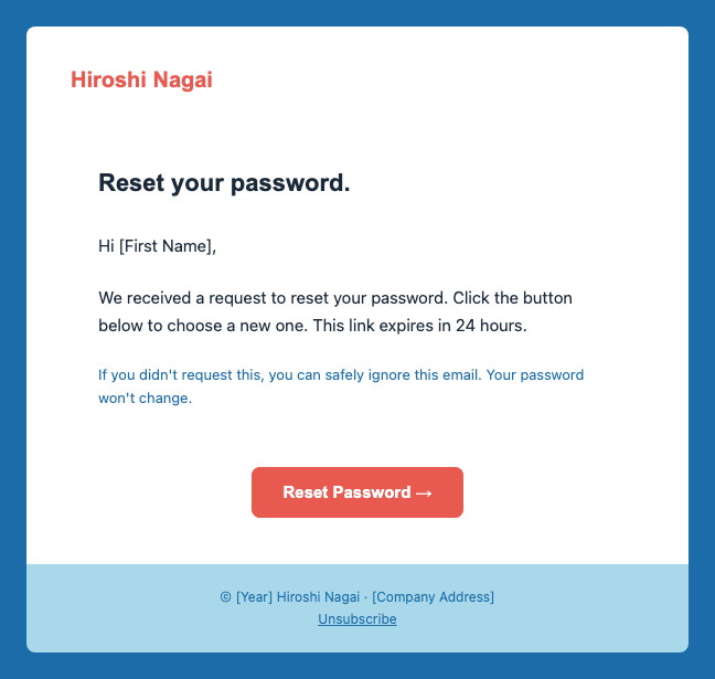 Hiroshi Nagai password reset