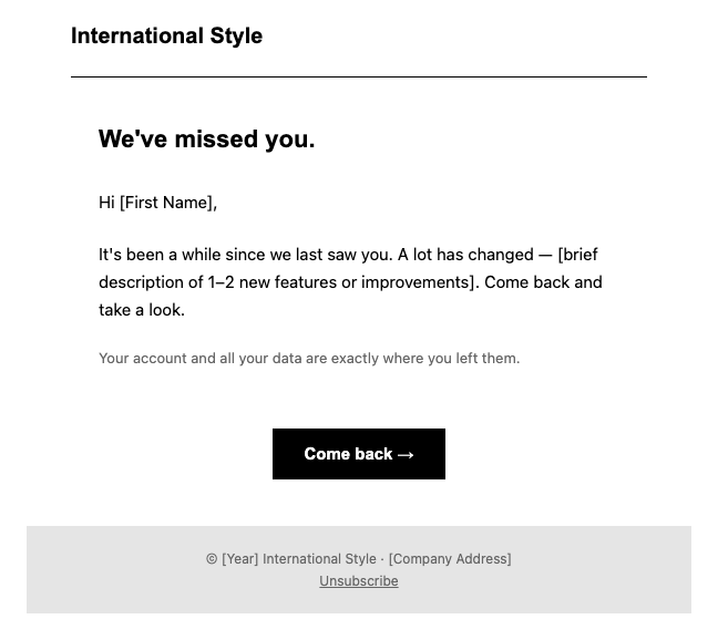 International Style re engagement