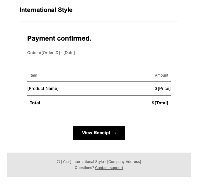 International Style receipt