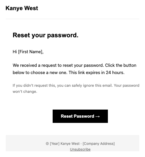 Kanye West password reset