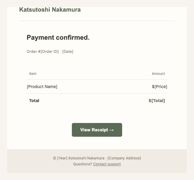 Katsutoshi Nakamura receipt