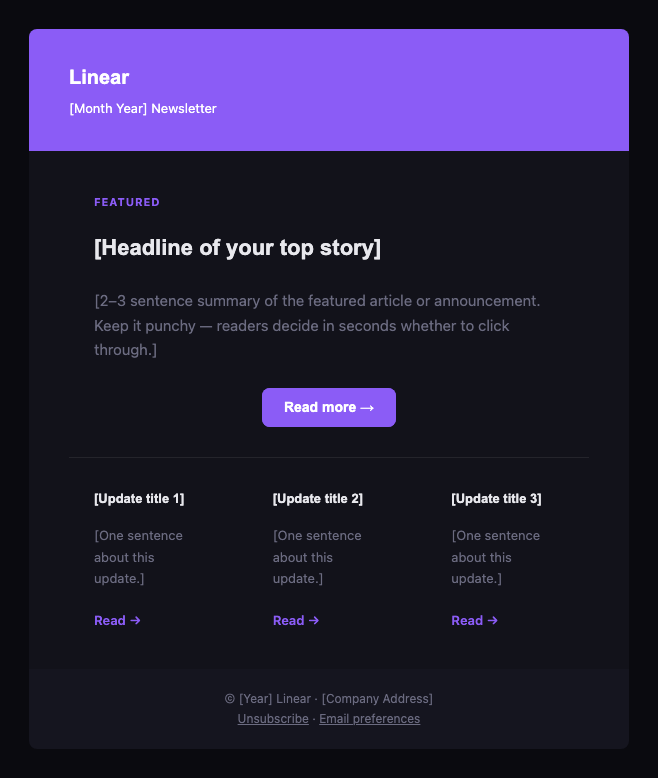 Linear newsletter