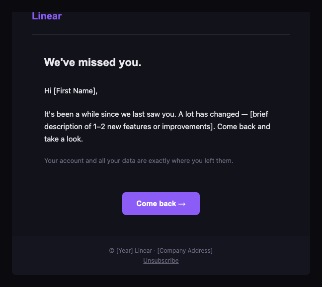 Linear re engagement