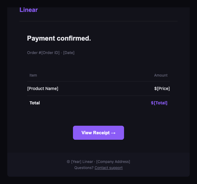 Linear receipt
