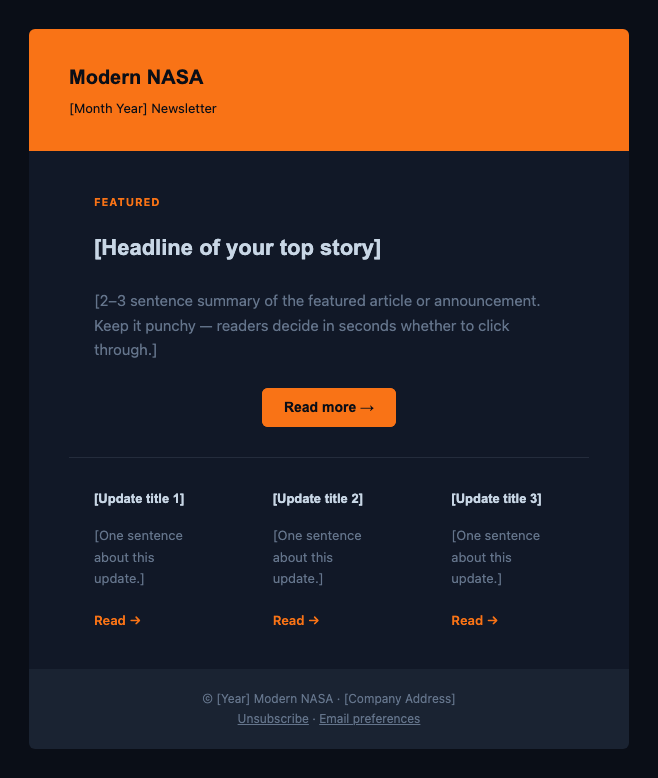 Modern NASA newsletter