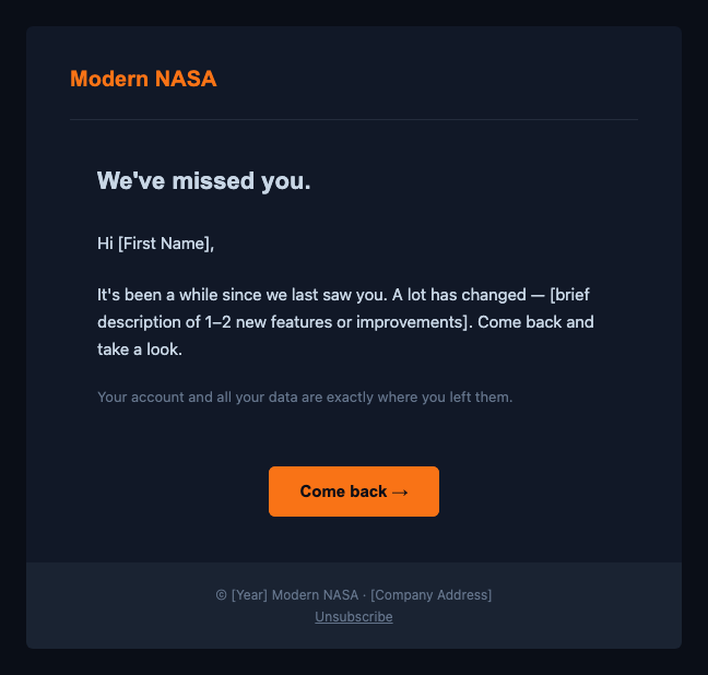 Modern NASA re engagement