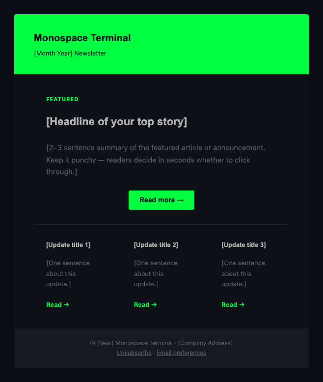 Monospace Terminal newsletter