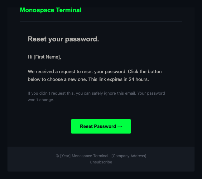 Monospace Terminal password reset